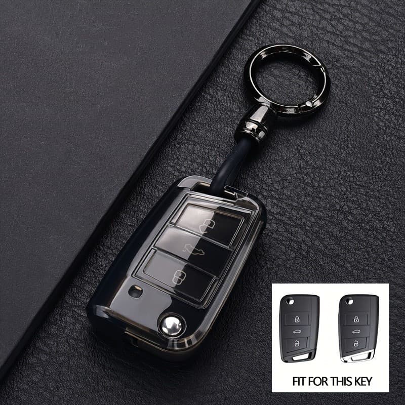 Capa de chave de carro em TPU adequada para VW Golf 7 MK7 Tiguan MK2 Atlas Toran L, adequada para SEAT Ateca Leon FR 2 Q