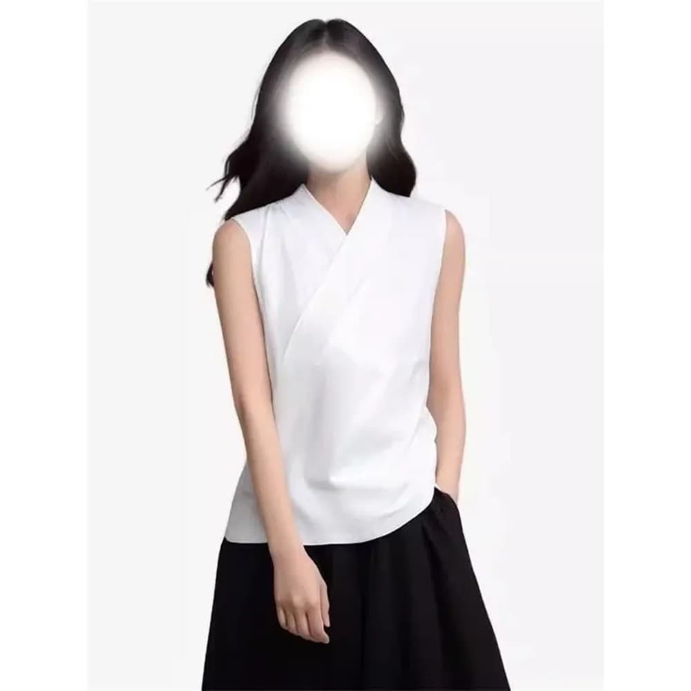 Hanfu forro de fundo interno sem mangas colete com gola cruzada novas roupas Zen chinesas gola prótese Diagonal roupas d