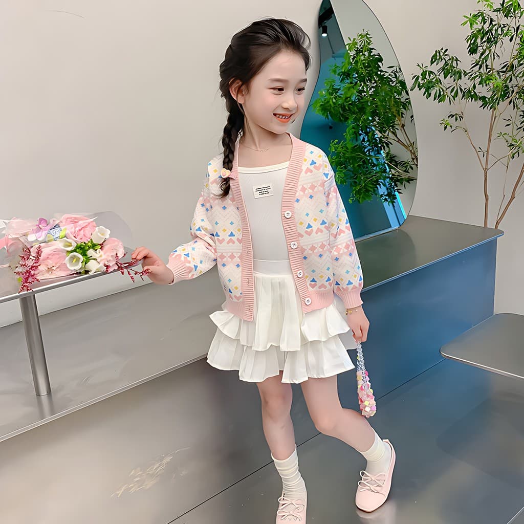 Meninas Cardigan de malha outono inverno roupas novo estilo forro de lã jaqueta crianças camisola de malha topo meninas
