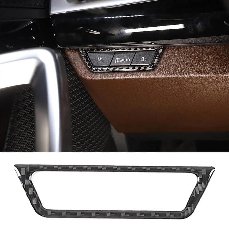 Para BMW X1 U11 2023-2024 Fibra De Carbono Macio Interruptor De Ajuste Do Farol Automático Quadro Adesivo Acessórios Aut