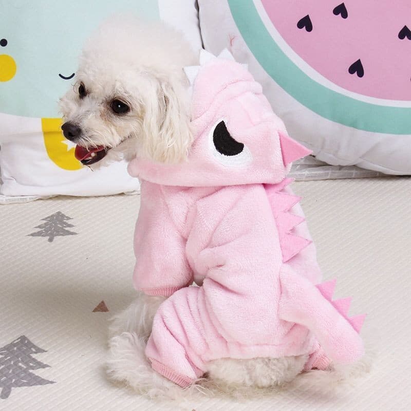 Cão Gato Roupas Engraçado Forma De Dinossauro Outono E Inverno Quente Casaco De Pelúcia Bonito Peculiar Pet Com Capuz