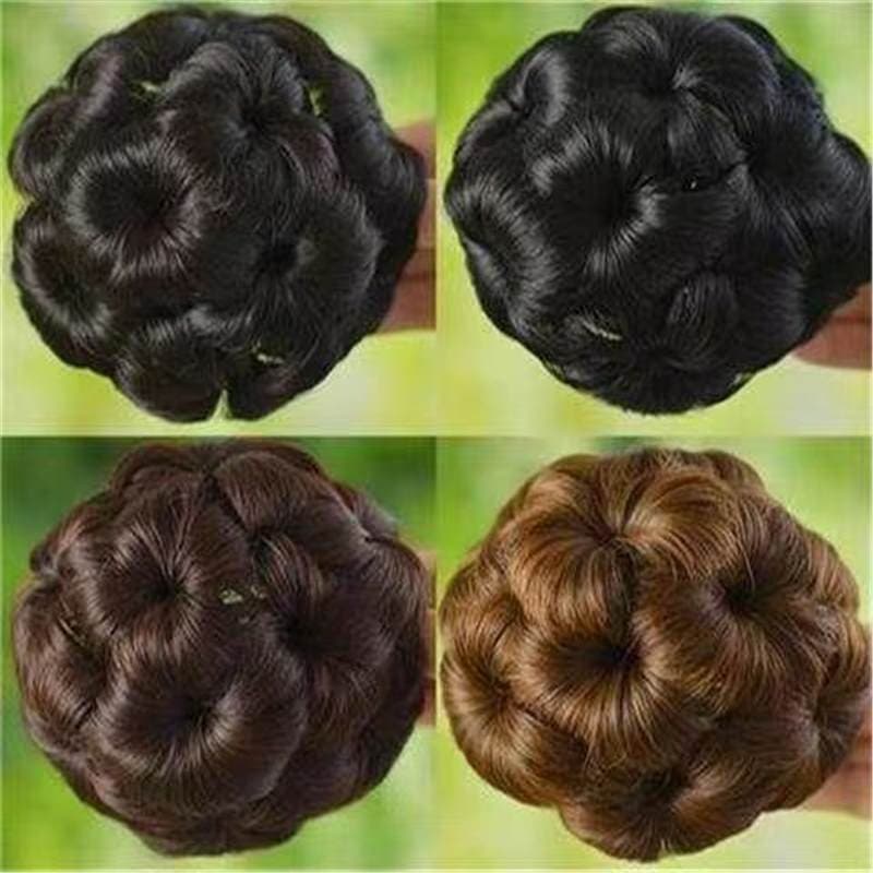 Nove estilo de cabelo curto cabeça de flor cabeça de flor flor flor botão falso bola Volume peruca clipe senhoras bobina