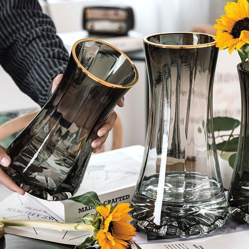 Nordic luz luxo vaso de vidro simples triângulo vaso High-End sala estar jantar Desktop arranjo flor vaso decoração orna