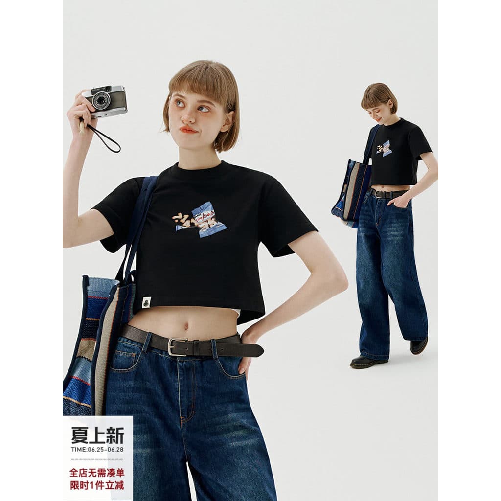714street Street Wear impresso manga curta meninas 2024 verão novo estilo casal camisa de fundo senhoras Casual camiseta