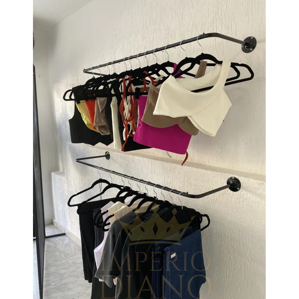 Kit Arara Para Roupas de Parede em Aço Alta Resistência