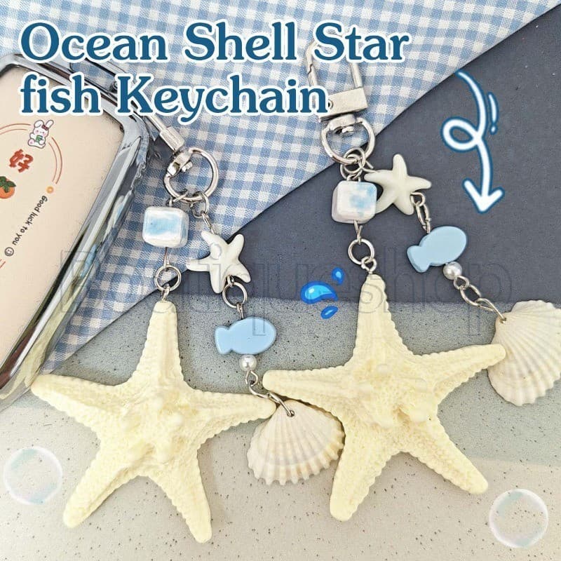 Pingentes De Chaveiro Com Tema Oceano-Chaveiros De Conchas E Estrela Do Mar-Decoração DIY-Encantos De Bolsa De Resina-De