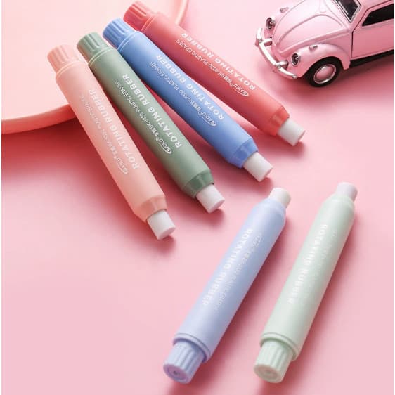 Nicpro 6 Pack Borrachas Retráteis Rotativas , Estéticas De Torção Pastel Em Cores Do Arco-Íris , Apagamento Limpo , Borr