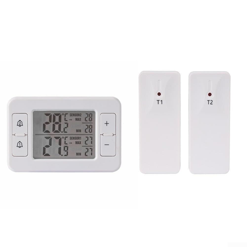 Termômetro Sem Fio de Duplo Sensor Springwillfly, Alcance de 100 Metros, Adequado para Monitoramento de Temperatura Inte