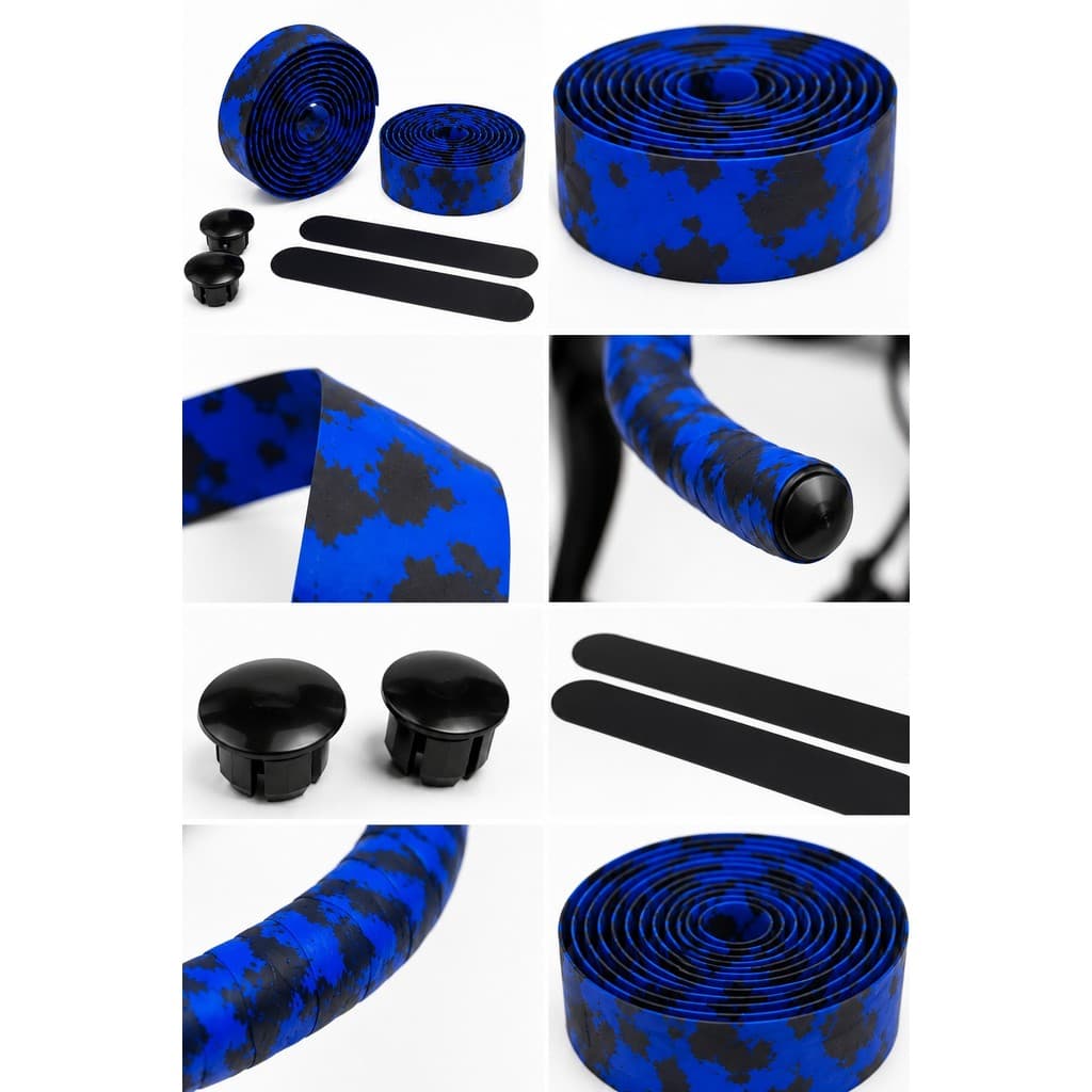 Fita Para Guidão Bicicleta Camuflada Preta com Azul 30x190mm Speed MTB Antiderrapante