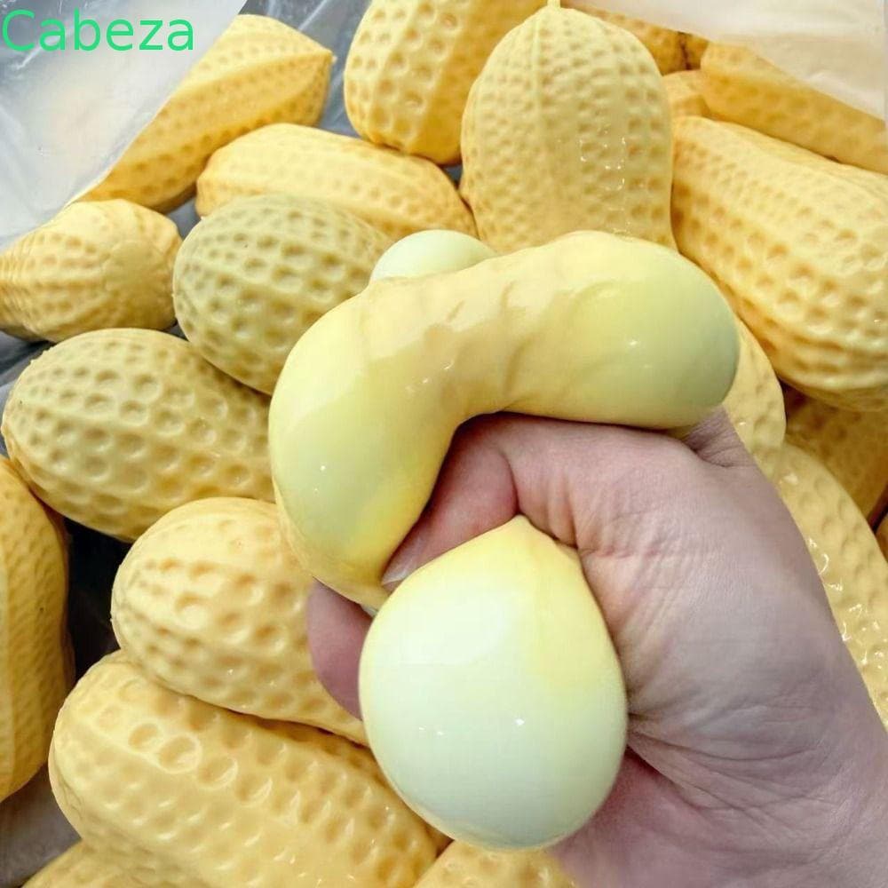 CABEZA1 Brinquedo De Apertar De Amendoim , Bola De Estresse Amarelo Para Alívio De Ansiedade , Elástico Engraçado Sem Re
