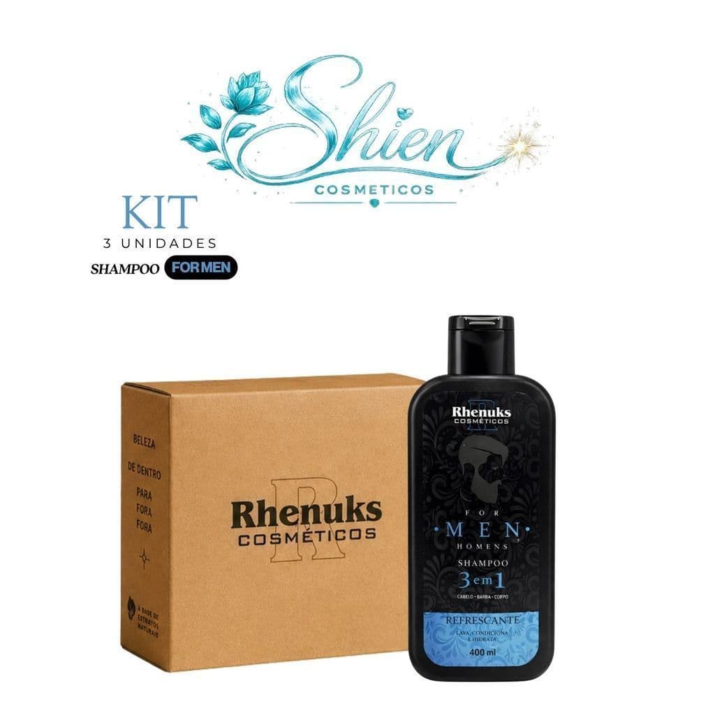 Kit 3 Unidades Shampoo 3 Em 1 For Men 400Ml Rhenuks Cosméticos (Afilhado)