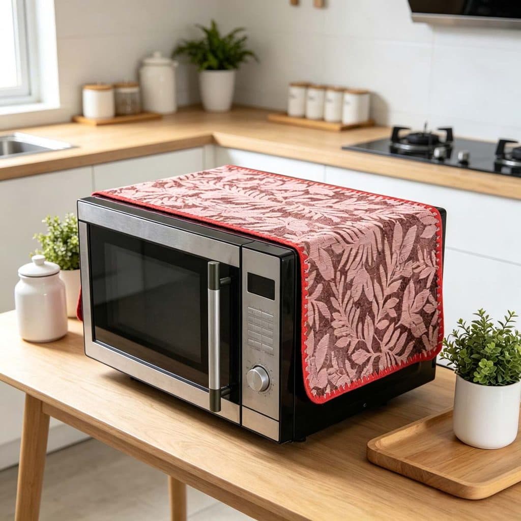 Capa Protetora Contra Poeira Para Forno De Micro-Ondas 30 Cm x 90 Linho De Algodão À Prova De Acessórios De Decoração De