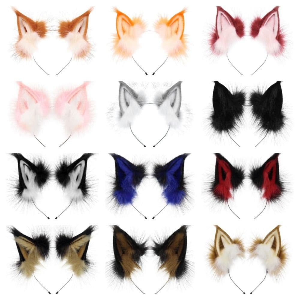 Tiara de Orelhas de Gato BRBLIFE, Faixa de Cabelo de Cão Lobo Lolita, Acessório de Cosplay de Animal JK LCBT