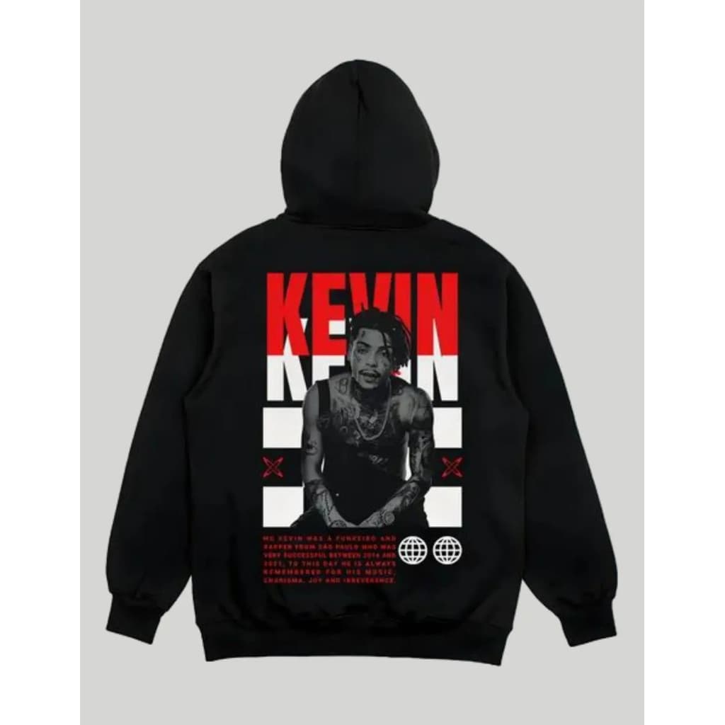 Moletom Com Capuz Estampado Mc Kevin Arte Costas Cantor Funk