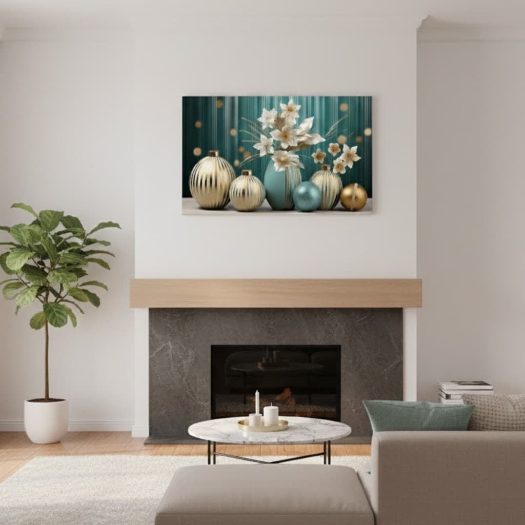 Quadro Decorativo Brilho Turquesa - Sem Moldura