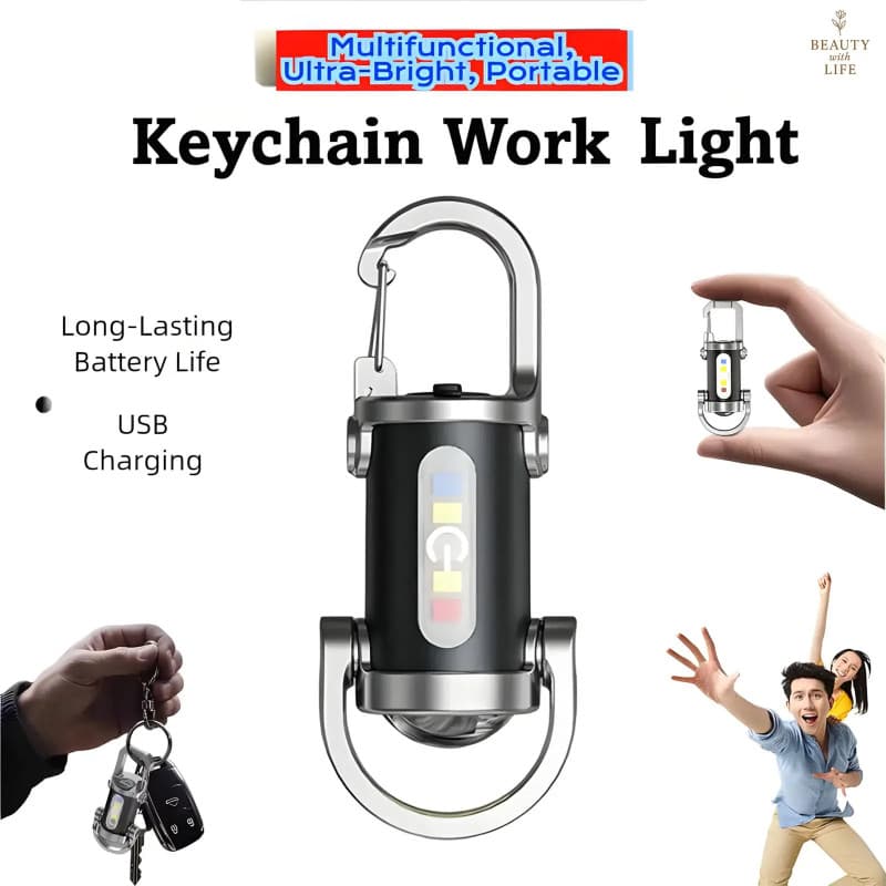 [2026] Lanterna de Chaveiro Mini Recarregável, Super Brilhante, 1200 Lúmens, Lanterna EDC Mini, Lanterna de Trabalho COB