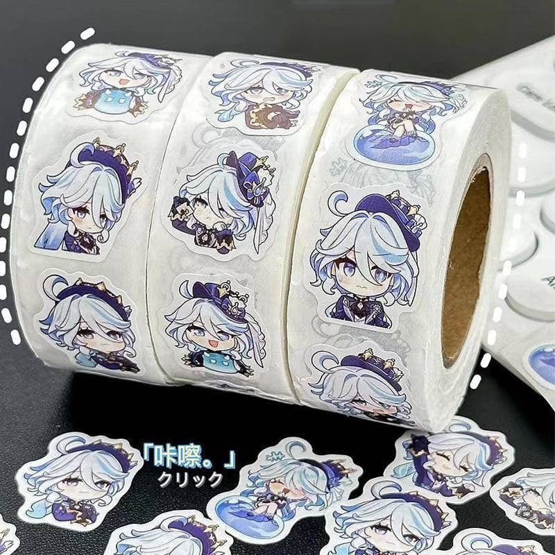 500 peças/conjunto Adesivos Redondos Fofos de Desenhos Animados e Jogos Focadores Furina Presente de Brinquedo Infantil