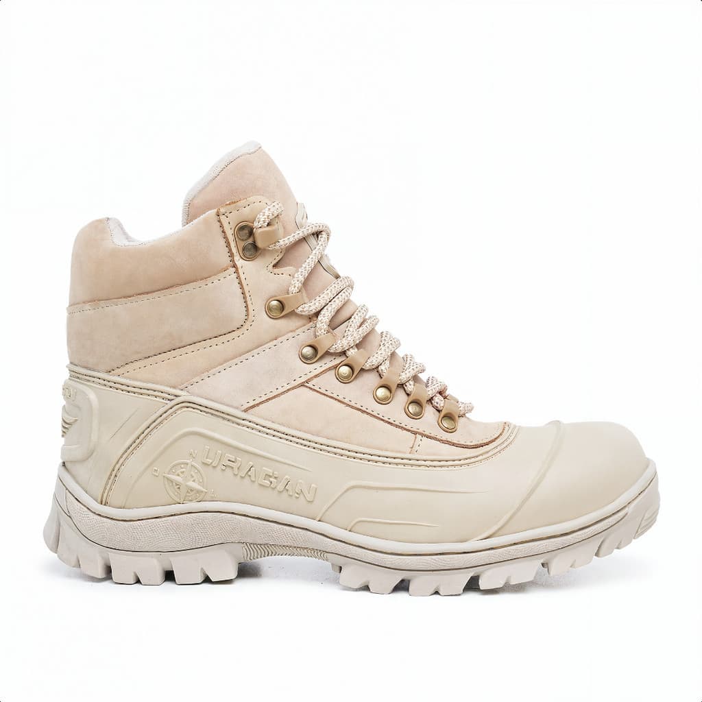 Bota Coturno Defender Masculino Proteção Borracha Bico e Lateral Couro Nobuck Desert Areia