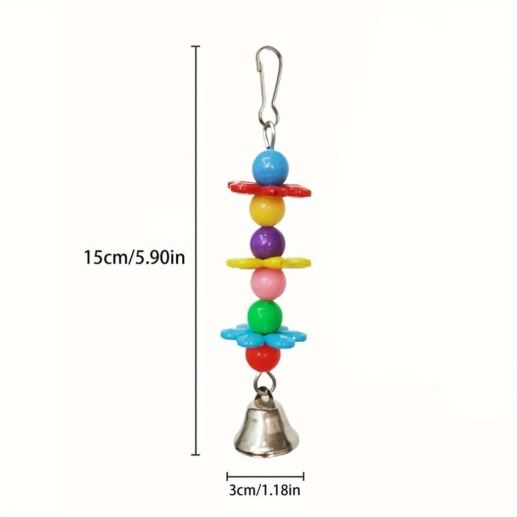 1 unidade de brinquedo para pássaros de cor aleatória, brinquedo para papagaios, pingente com sino, cordão de flores com