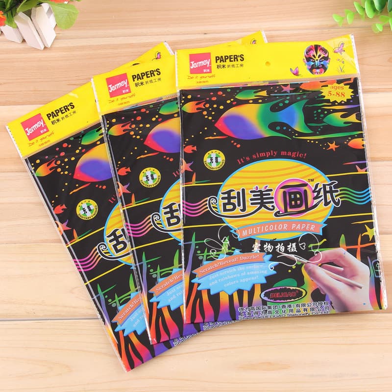 Deli papel de alto risco 16k camuflagem papel de risco criativo colorido papel de risco 5 folhas/pacote caneta de bambu