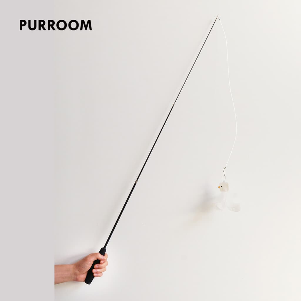 PURROOM Original pena de frango provocando gato vara telescópica haste longa substituível gato suprimentos para animais