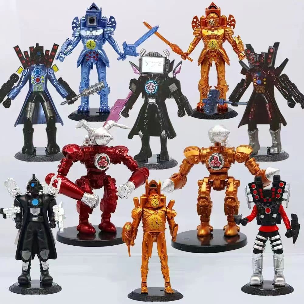Skibidi Toilet Titans Ouro Vermelho Perfurador Homem Ação Figura Clockman Cameraman Orador Modelo Doll Toy PVC Figuras D