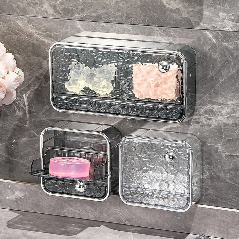 High-End glaciar padrão caixa de sabão fixado na parede sem perfuração caixa de sabão prateleira lavatório doméstico dre