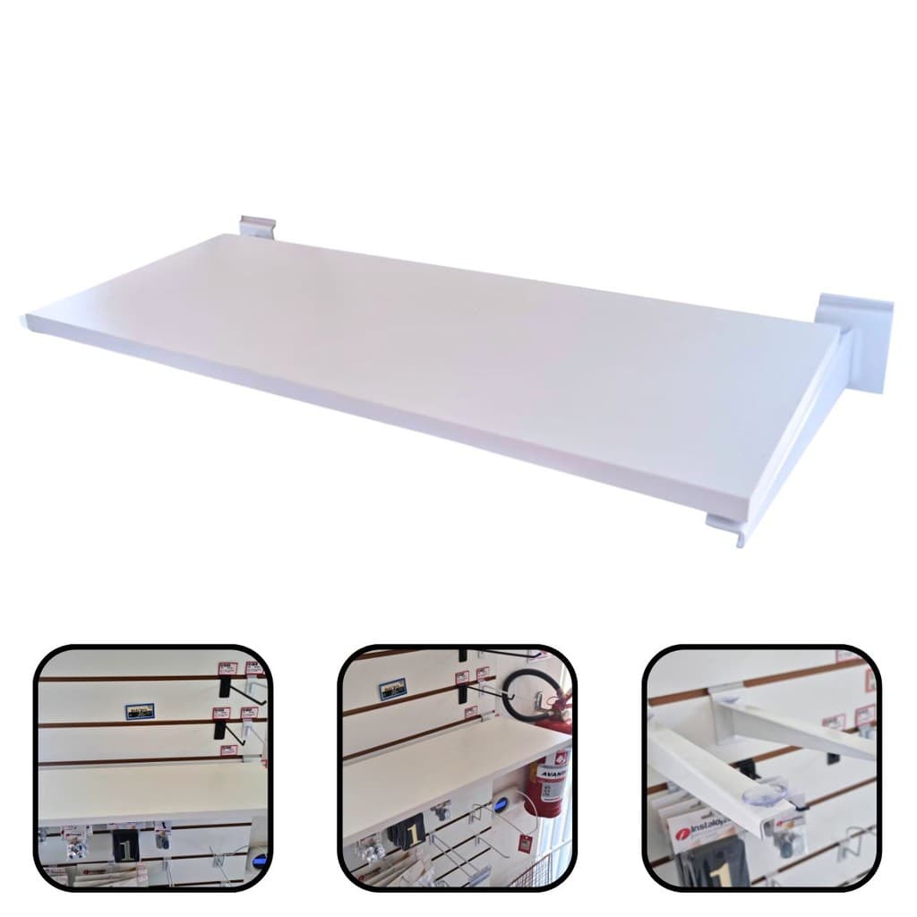 Kit Prateleira MDF 20x60 Branco + Suporte Canaletado Direto e Esquerdo