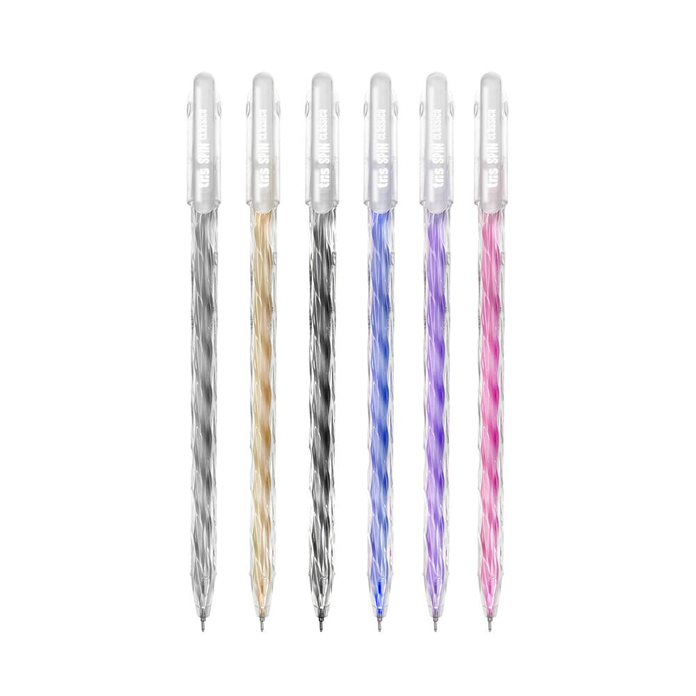 Caneta Gel Cristal Secagem Rápida Ponta Fina 0.6mm Spin Clássica TRIS