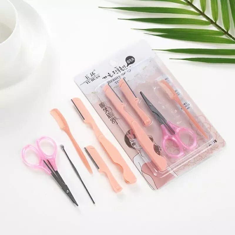 Kit Sobrancelhas 5 Peç Como /Navalha/Tesoura/EspáTul/Pente A Pronta Entrega