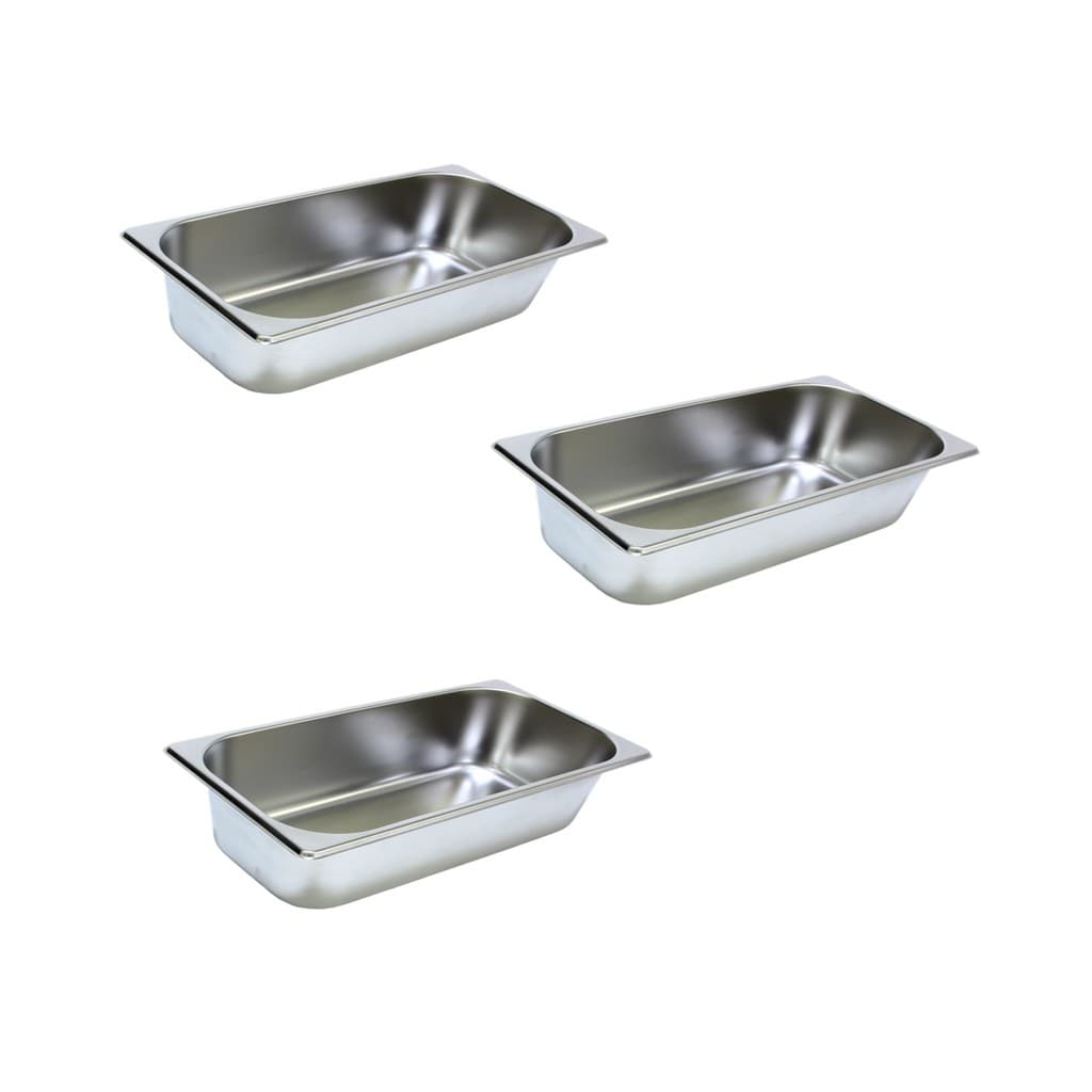 3 Cubas Gastronomica Inox 1/ 3 32,5x17,5x6,5cm Buffet Restaurante Comida Ke Home 3245-6