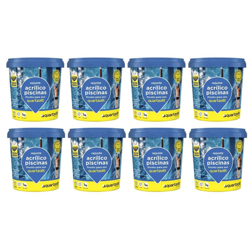 KIT 8 Rejuntes Acrílico Piscina Quartzolit 1KG CORES
