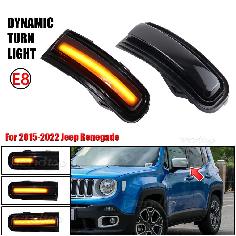 2PCS Para2015-2022Jeep Renegade LED Sinais De Volta Dinâmicas Pisca-Lateral Sequencial Luzes DeSinal