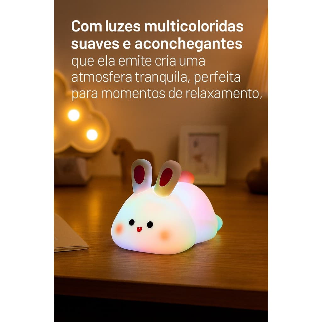 Luminaria Coelhinho Iluminacao Decorativa Quarto Infantil Led Branca