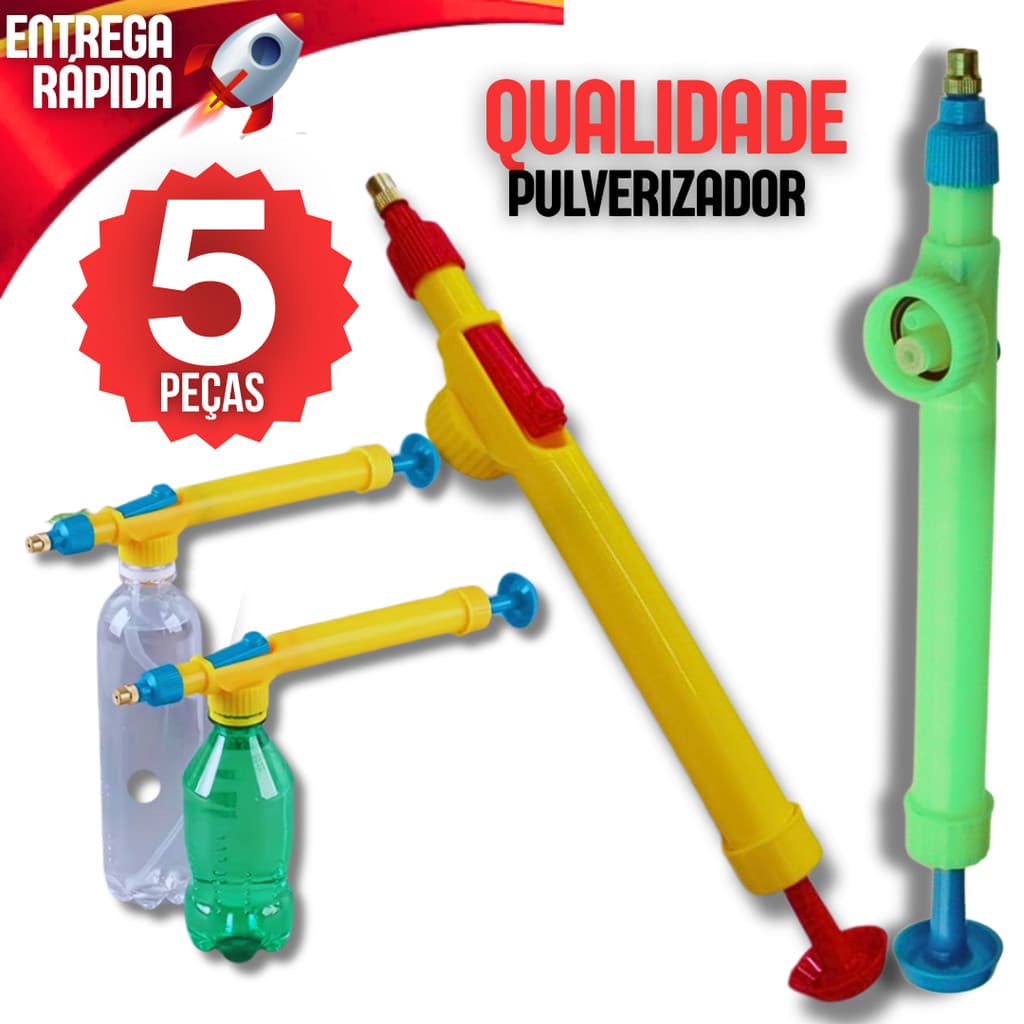Kit 5 Pulverizador Para Garrafa Pet 2 Litros Manual Borrifador Regulável Spray Multiuso