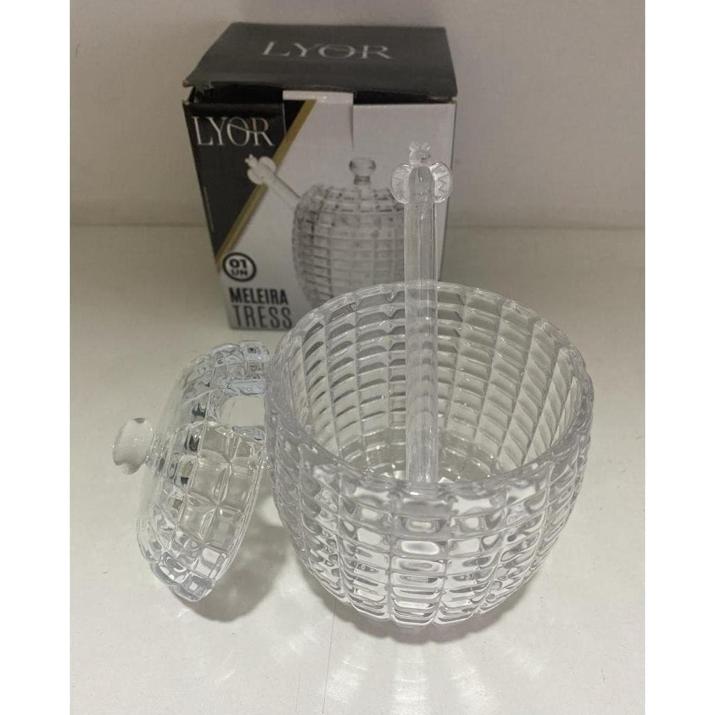 Meleira De Vidro Lyor Colmeia Com Tampa E Pegador Decoração
