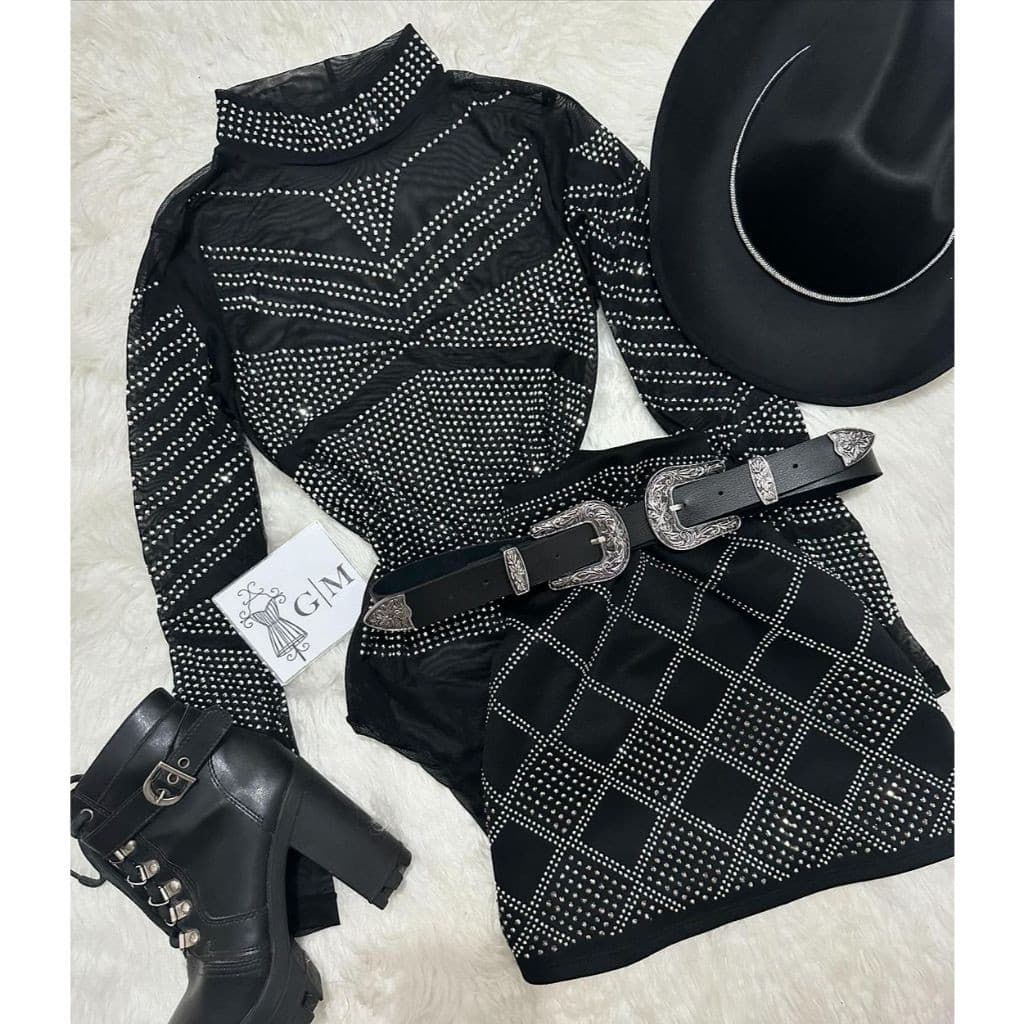Conjunto Body Saia e Cinto