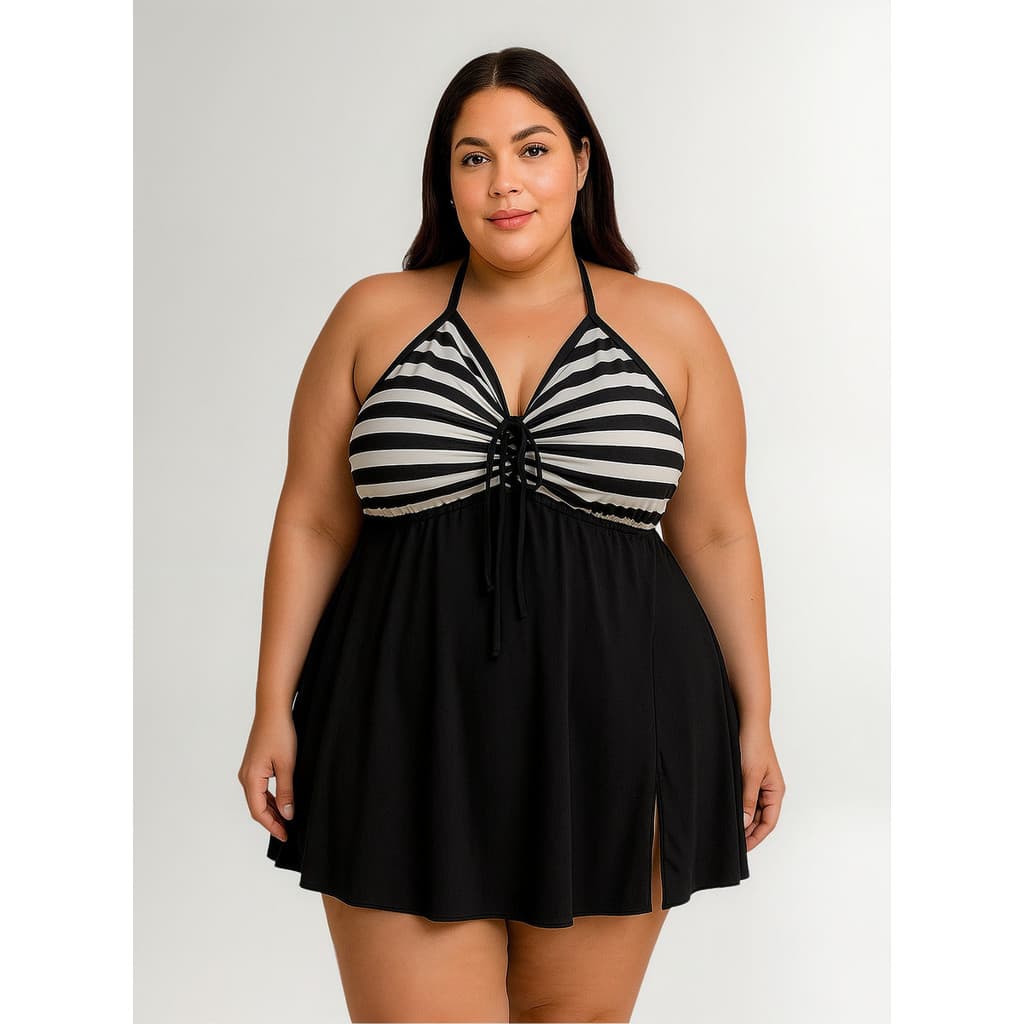 Maiô Vestido Feminino Plus Size Saia Embutida Saída De Praia