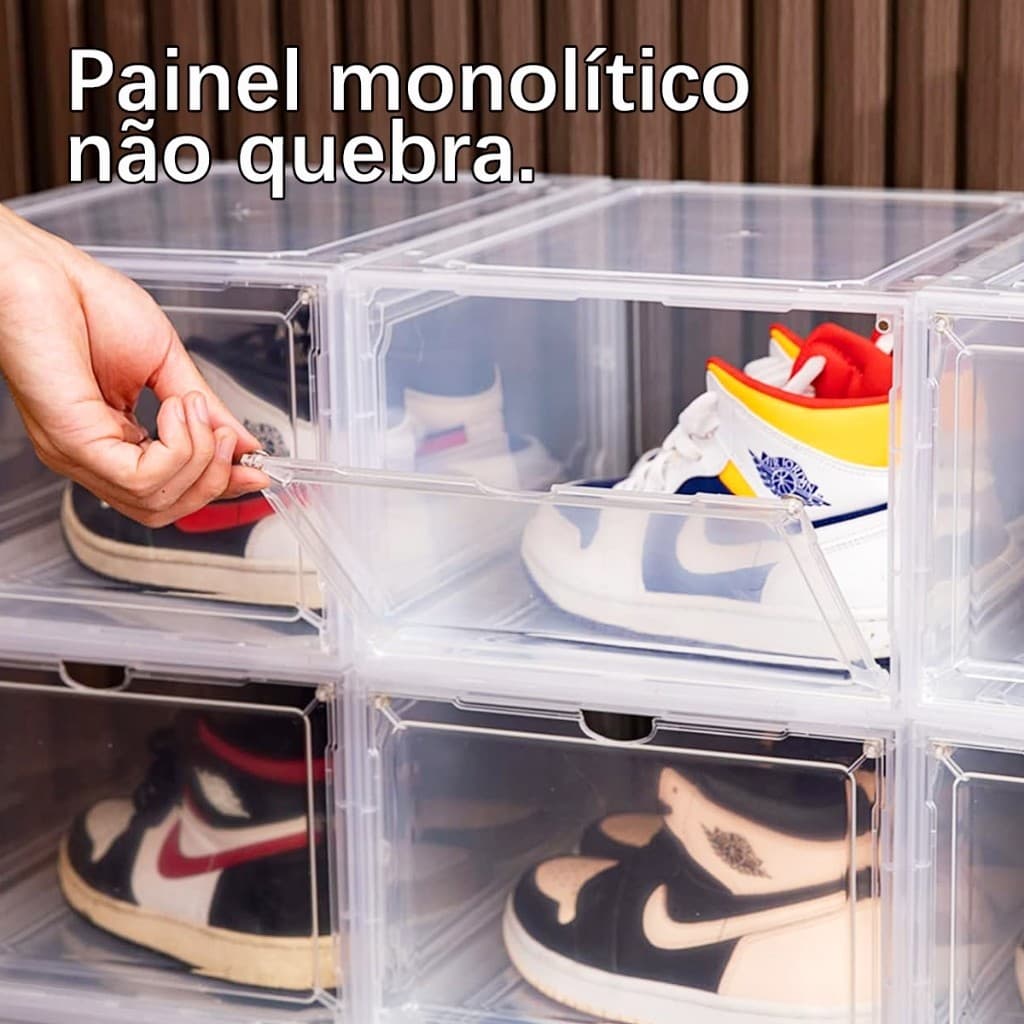Porta Tenis Acrílica Caixa Organizadora de Coleção com Tampa Fácil de Transportar à Prova de Poeira