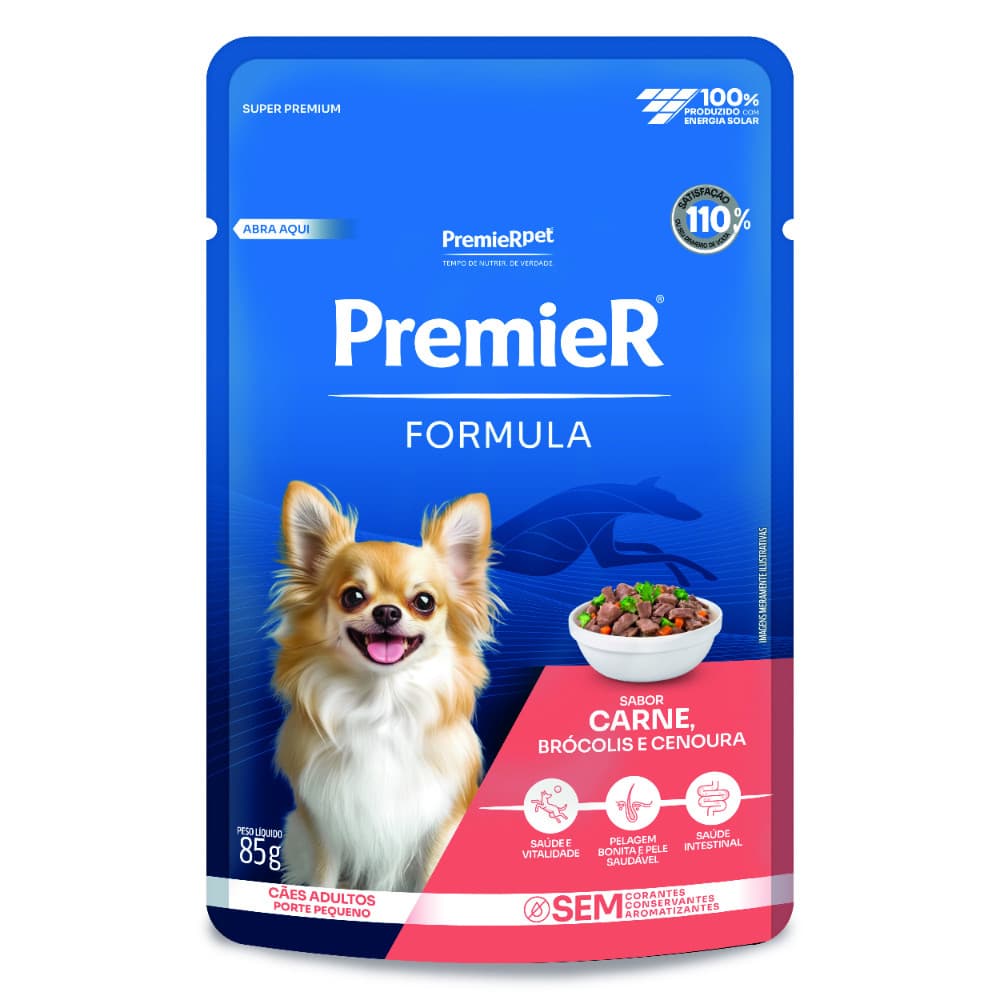 Ração úmida Premier Sachê cães 85g -  Fórmula Ad Rp sabor Carne