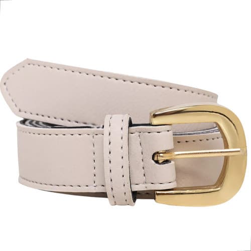 Cinto Slim Fino Feminino Couro Legítimo Bege