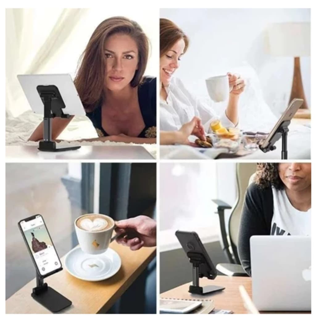 Suporte Para Celular E Tablet Ajustável Dobravél Portátil Apoio De Mesa