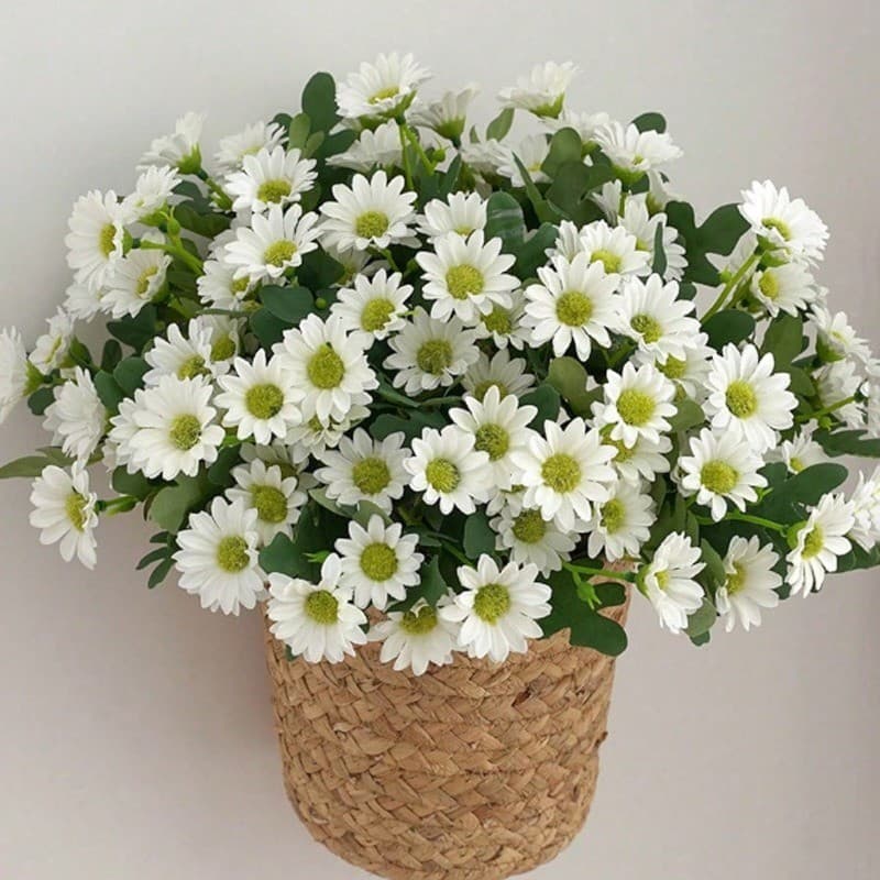 Flor Artificial 21 Cabeças Buquê De Margaridas Vaso Arranjo De Flores Falso Camomila Natal Casa Decoração Do Jardim