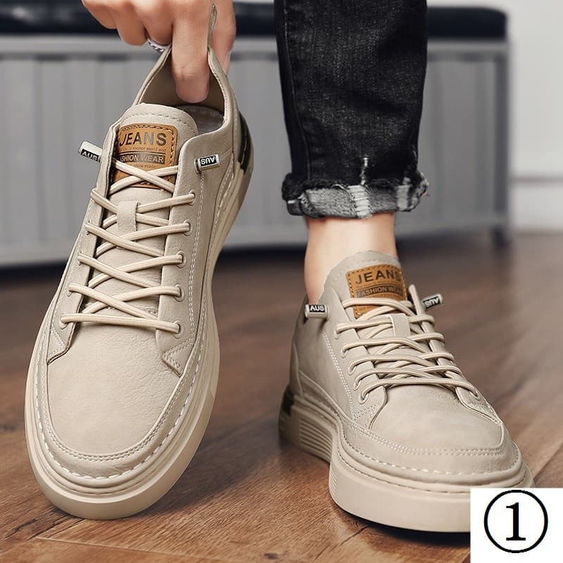 Sapatos de Trabalho Casuais Masculinos Novo Estilo Primavera 2023 Sapatos Esportivos de Couro Marrom Planos Pedal Combin