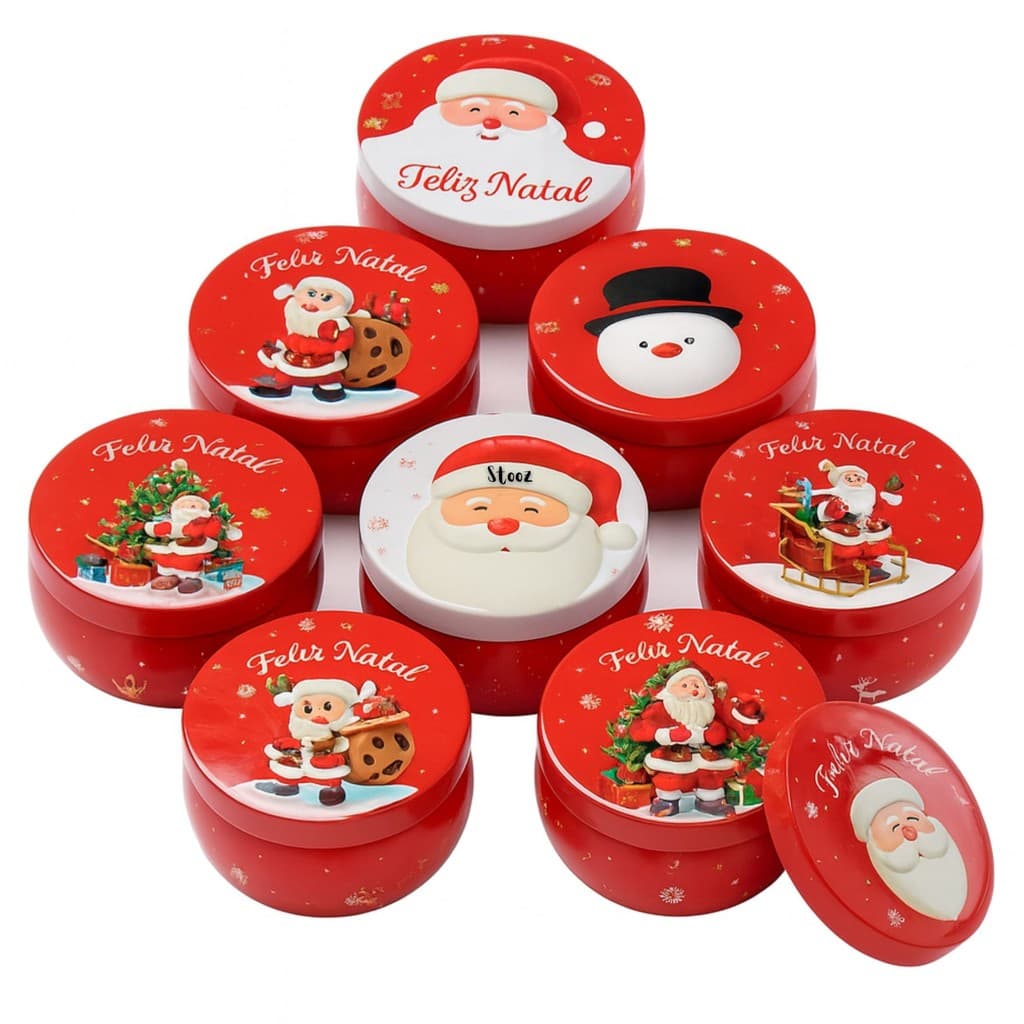10 LATA DE NATAL METAL DECORADA PARA COLOCAR  VELAS 70ML
