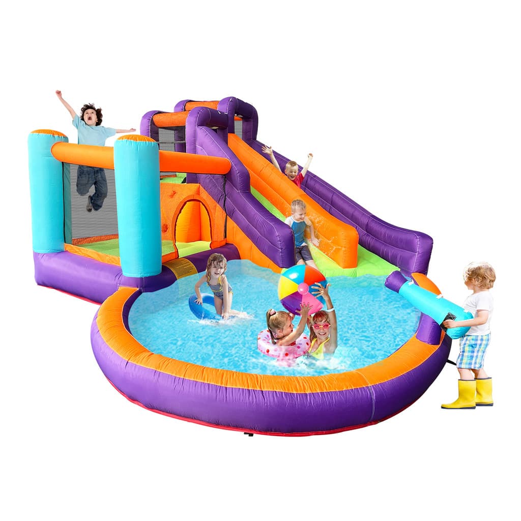 Pula Pula Inflável Com Escorregador Duplo C/ Piscina  2 Em 1