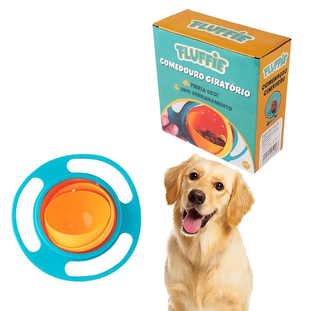 Comedouro Pet Giratório Inteligente Alimentador Cachorro Gato Tigela Rotativa Sistema Anti Sujeira