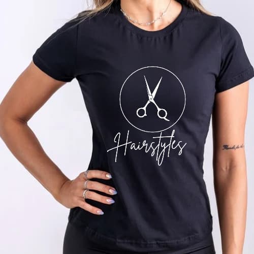 Camiseta T Shirt Uniforme Salão Cabeleireiro Hair Style Algodão