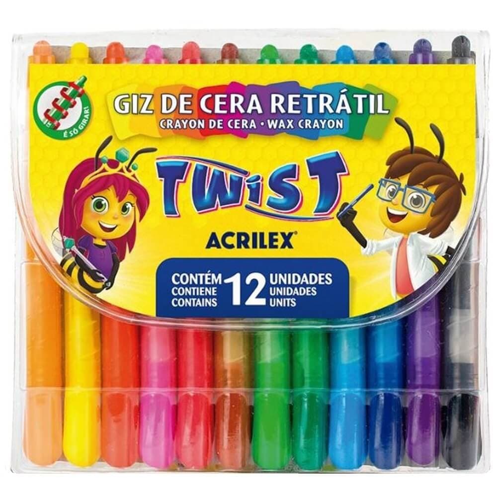 Giz de Cera Retratil Twist 12 Cores Ref. 9010 - Acrilex