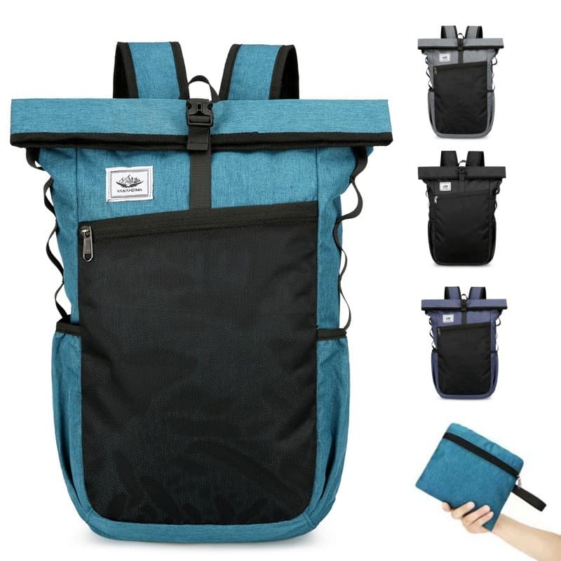 Mochila Dobrável 20L Impermeável Ultraleve Reforçada Para Viagem Trilha E Academia Tecido Oxford